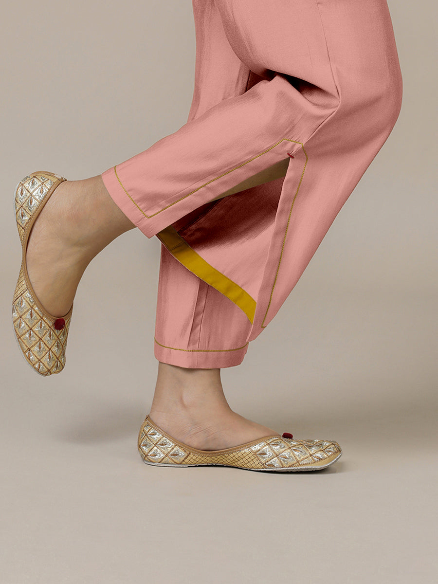 Saba x Rozaana Pant/Trousers, in Pink 100% Cotton, made for daily & work (view 3).