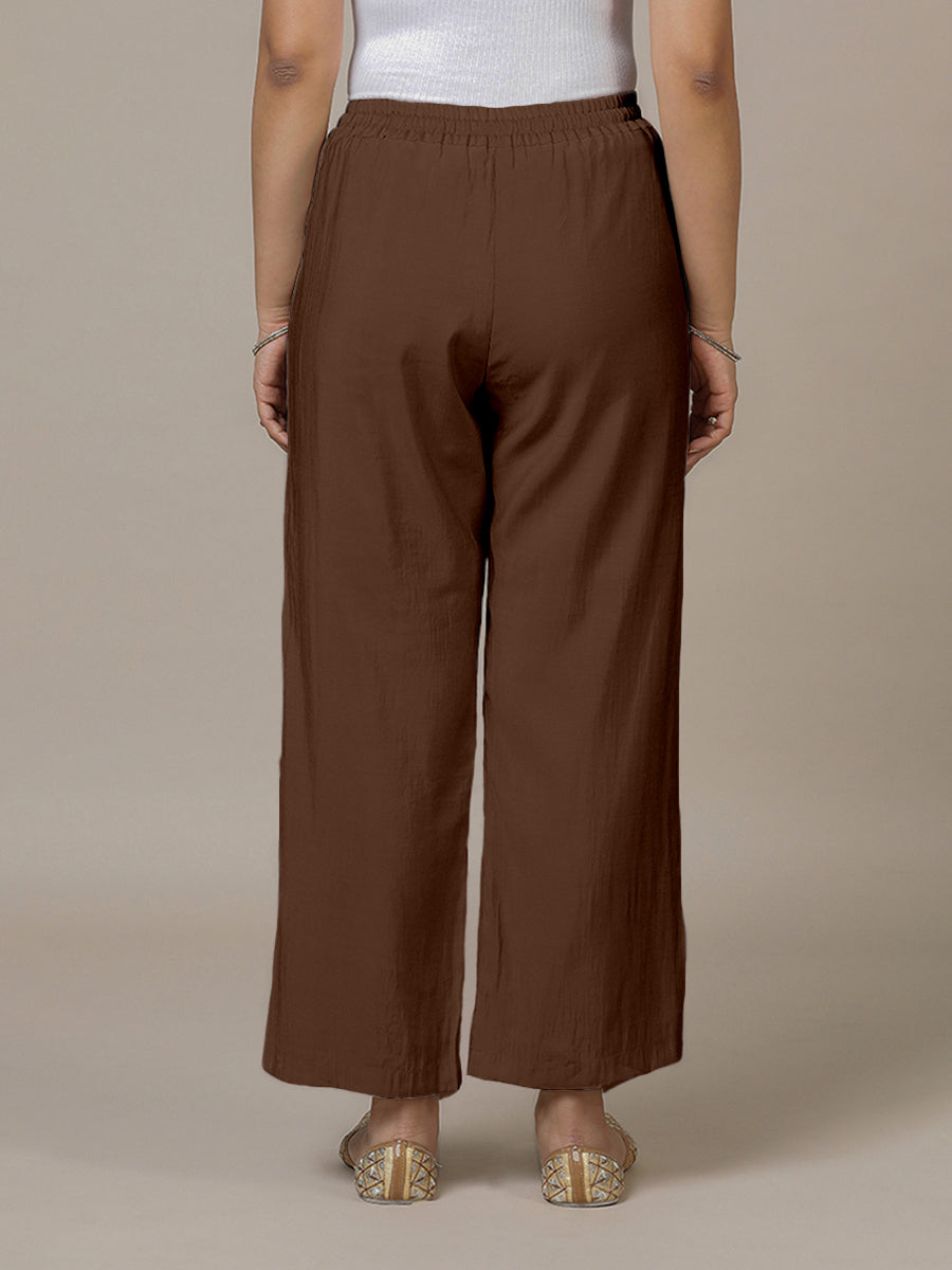 Fiza x Rozaana Pant/Trousers, in Brown, made for daily & work (view 3).