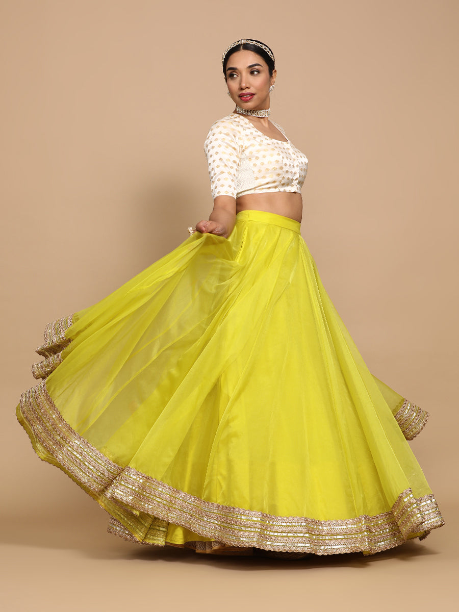 Afreen x Tyohaar Saree Blouse, in Cream Embroidery & Brocade, featuring elbow sleeves and pot neckline (view 5).