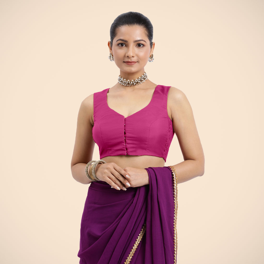 Nazia Silhouette - Front Open Sleeveless Readymade Blouses For Women