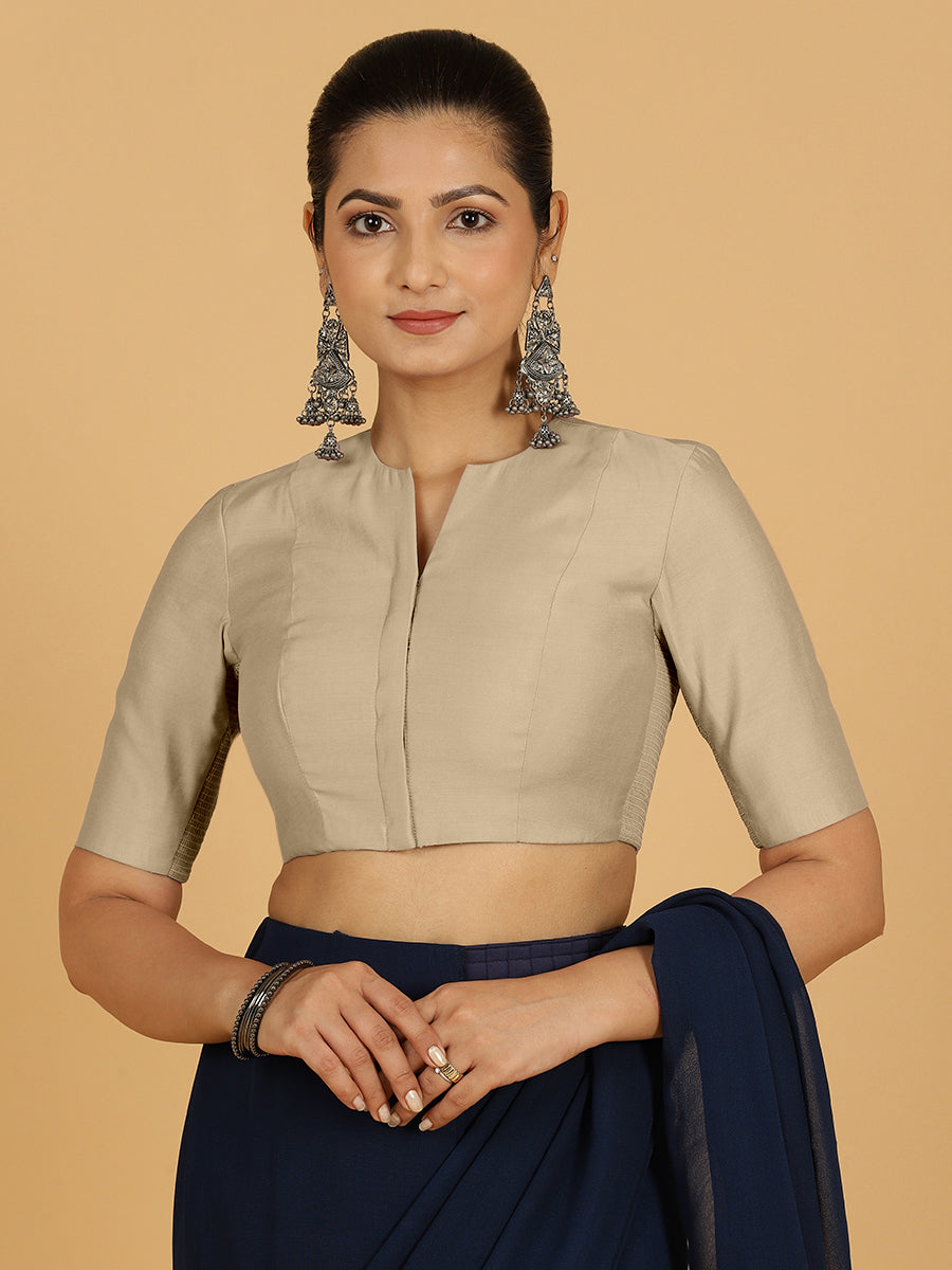 Simar x Rozaana | Saree Blouse in Oyster Grey