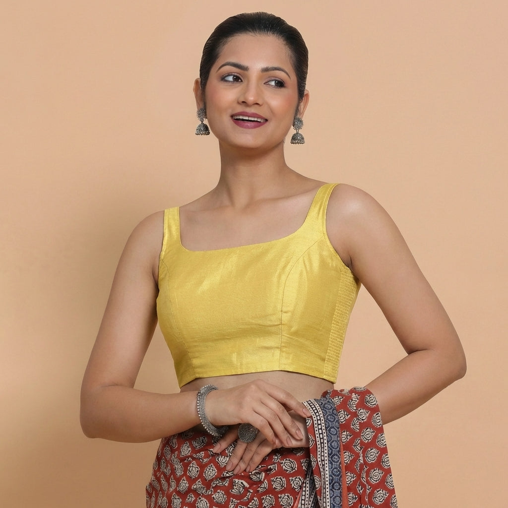 Buy Warm Yellow Readymade Blouses Online