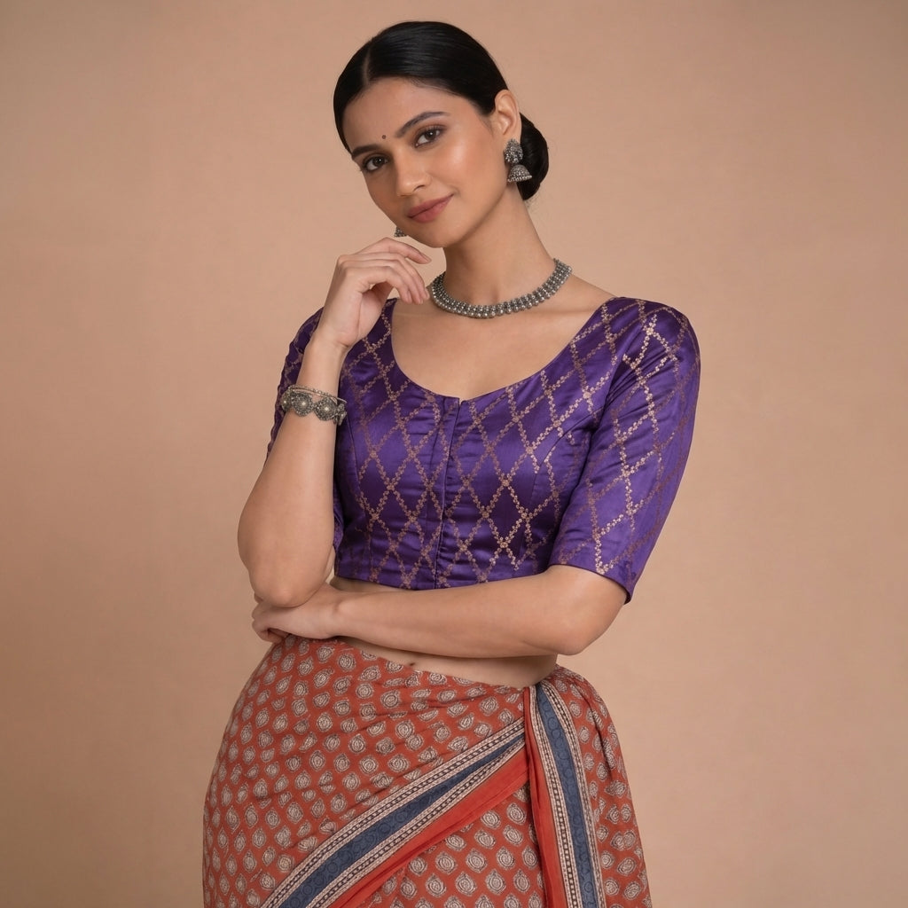 U-Neck Readymade Saree Blouses