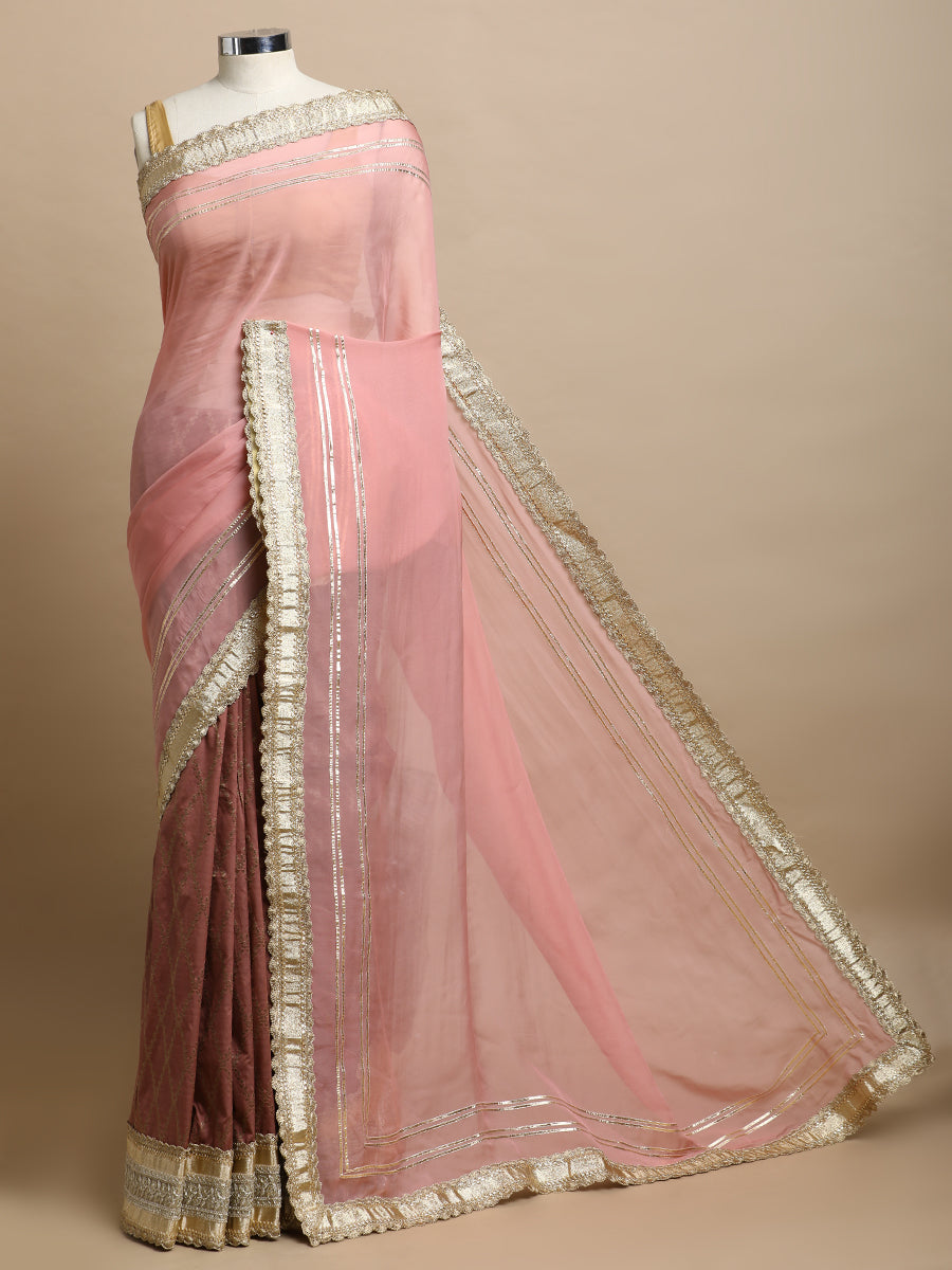 Ahalya x Tyohaar Saree, in Pink (view 3).