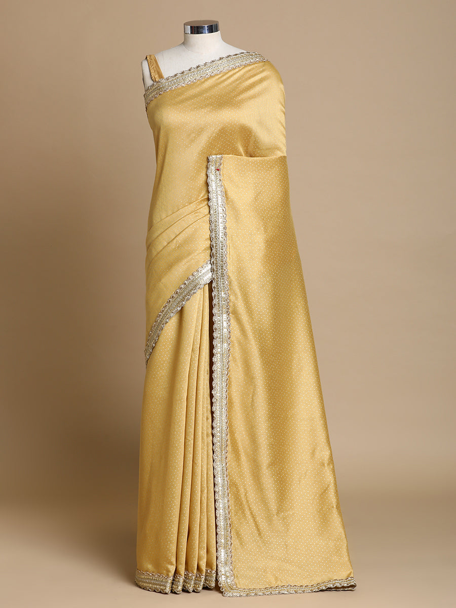 Anwesha x Tyohaar Saree, in Gold Chandheri, made for party & festive.