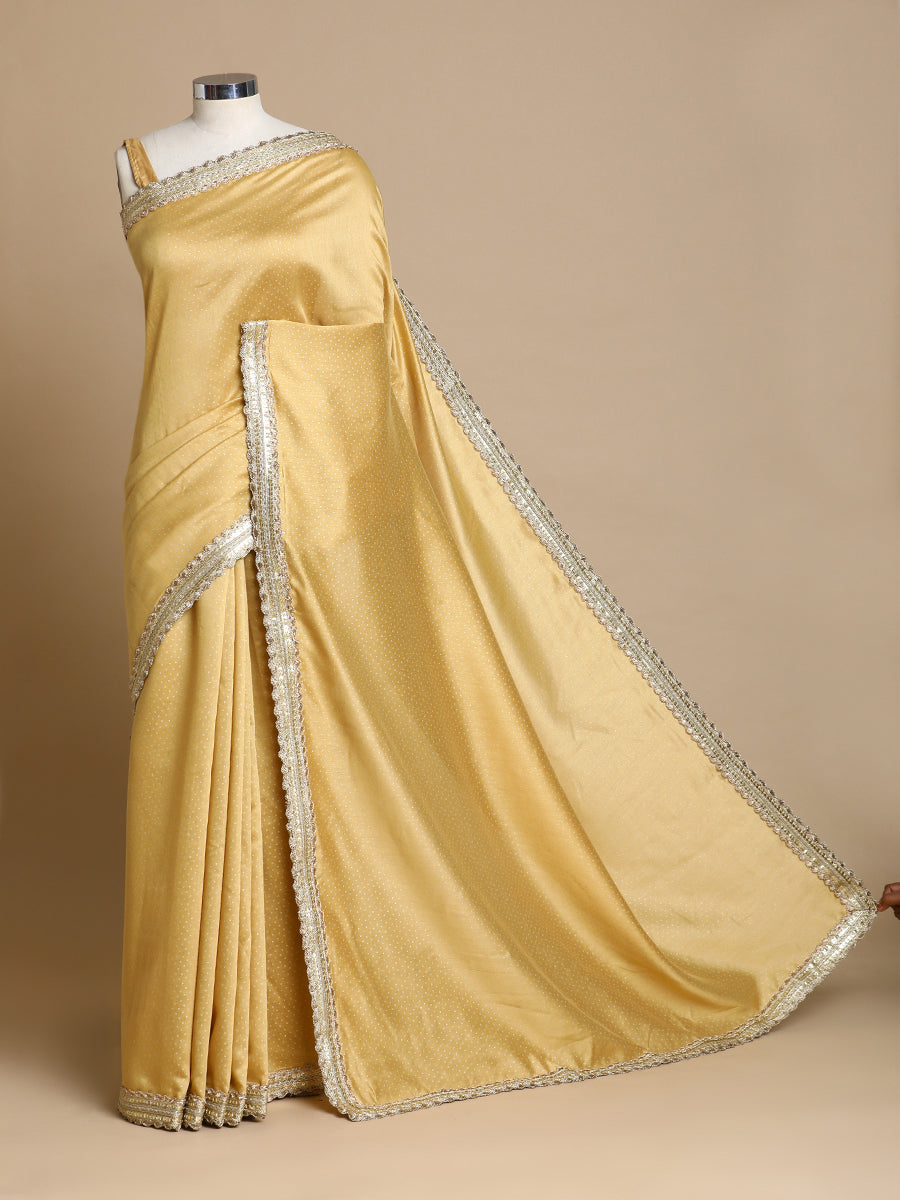 Anwesha x Tyohaar Saree, in Gold Chandheri, made for party & festive (view 3).