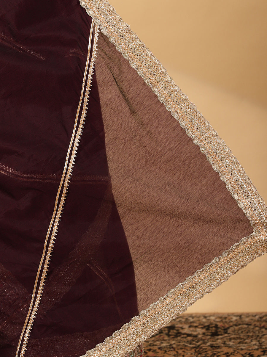 Black Chandheri Heritage Gota Work Saree With Designer Embroidered Lace Work, in Black Chandheri, made for party & festive.