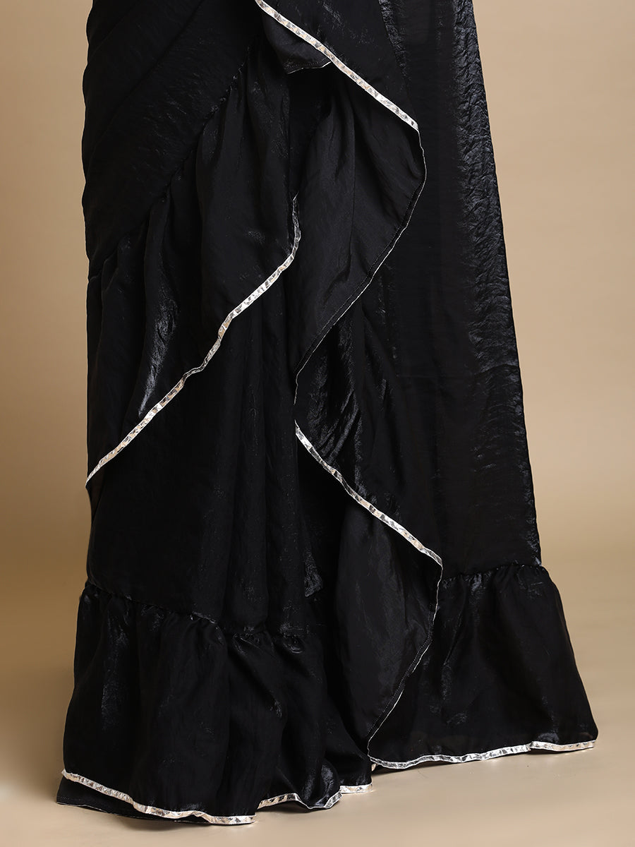 Sharmila x Tyohaar Saree, in Black Tissue Fabric, made for party & festive (view 2).