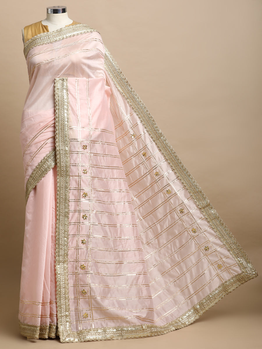 Sringara x Tyohaar Saree, in Pink Chandheri, made for party & festive.
