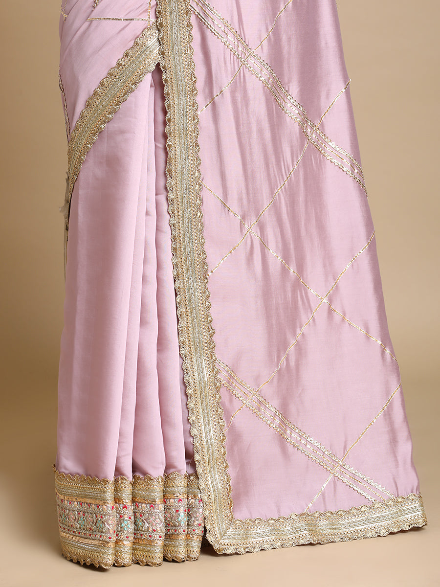 Vrishti x Tyohaar Saree, in Purple 80% Viscose 20% Polyester, made for party & festive (view 2).