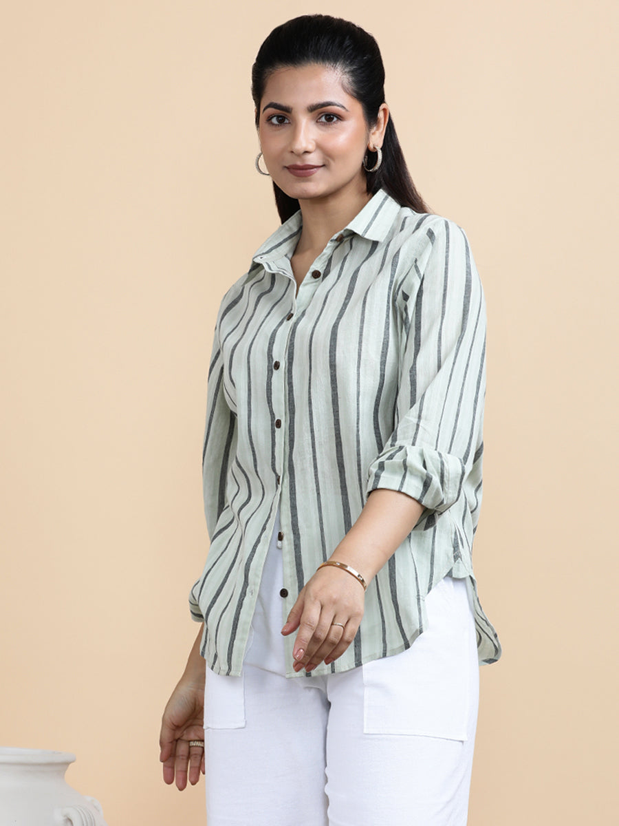 Jade x Soma Shirt, in Multicolour 100% Pure Handloom Khadi Cotton, featuring full sleeves and regular collar neckline (view 3).