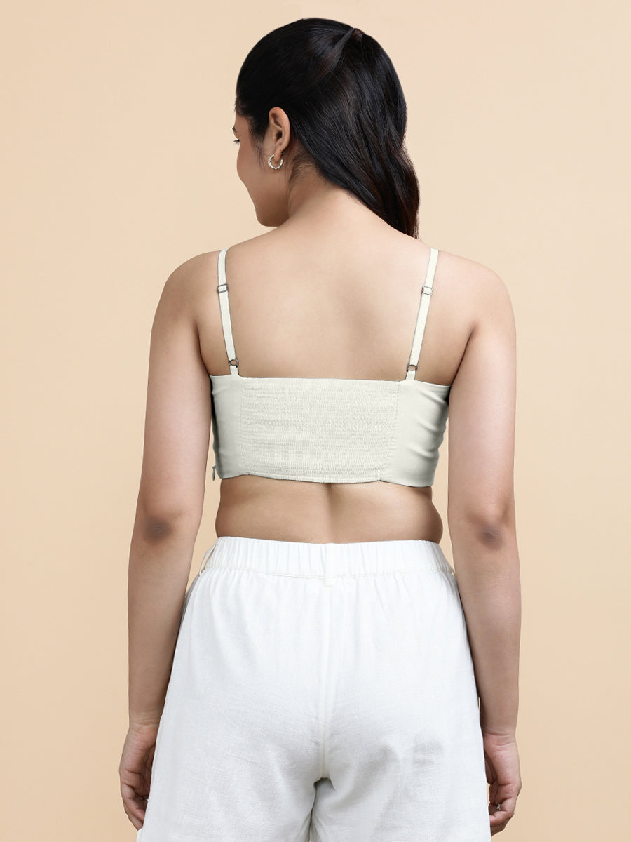 Gloria x Soma Top, in White 70% Cotton 30% Linen, featuring sleeveless and shoulder straps neckline, made for daily & work.