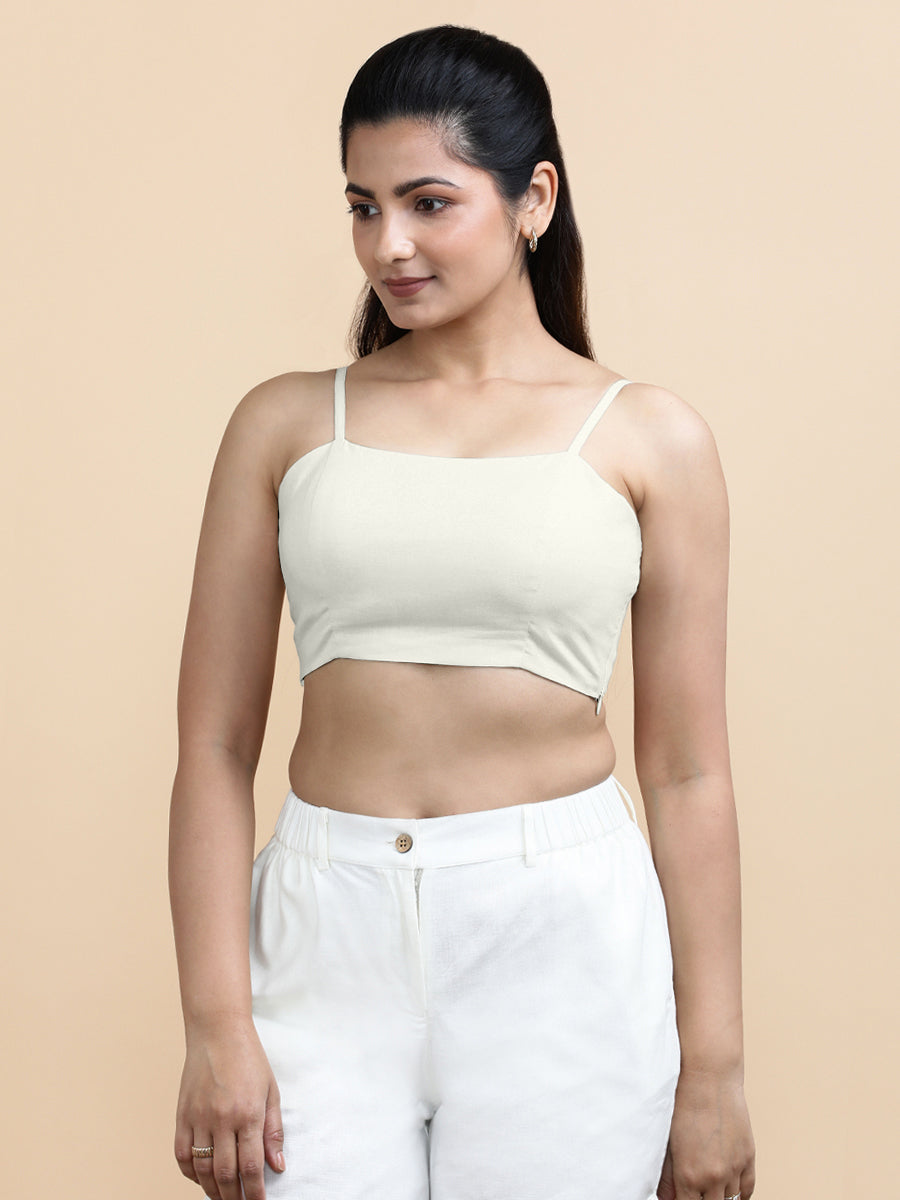 Gloria x Soma Top, in White 70% Cotton 30% Linen, featuring sleeveless and shoulder straps neckline, made for daily & work.