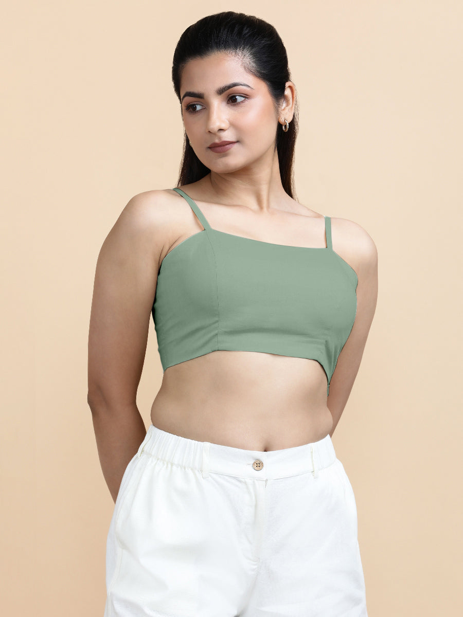 Gloria x Soma Top, in Green 70% Cotton 30% Linen, featuring sleeveless and shoulder straps neckline, made for daily & work.