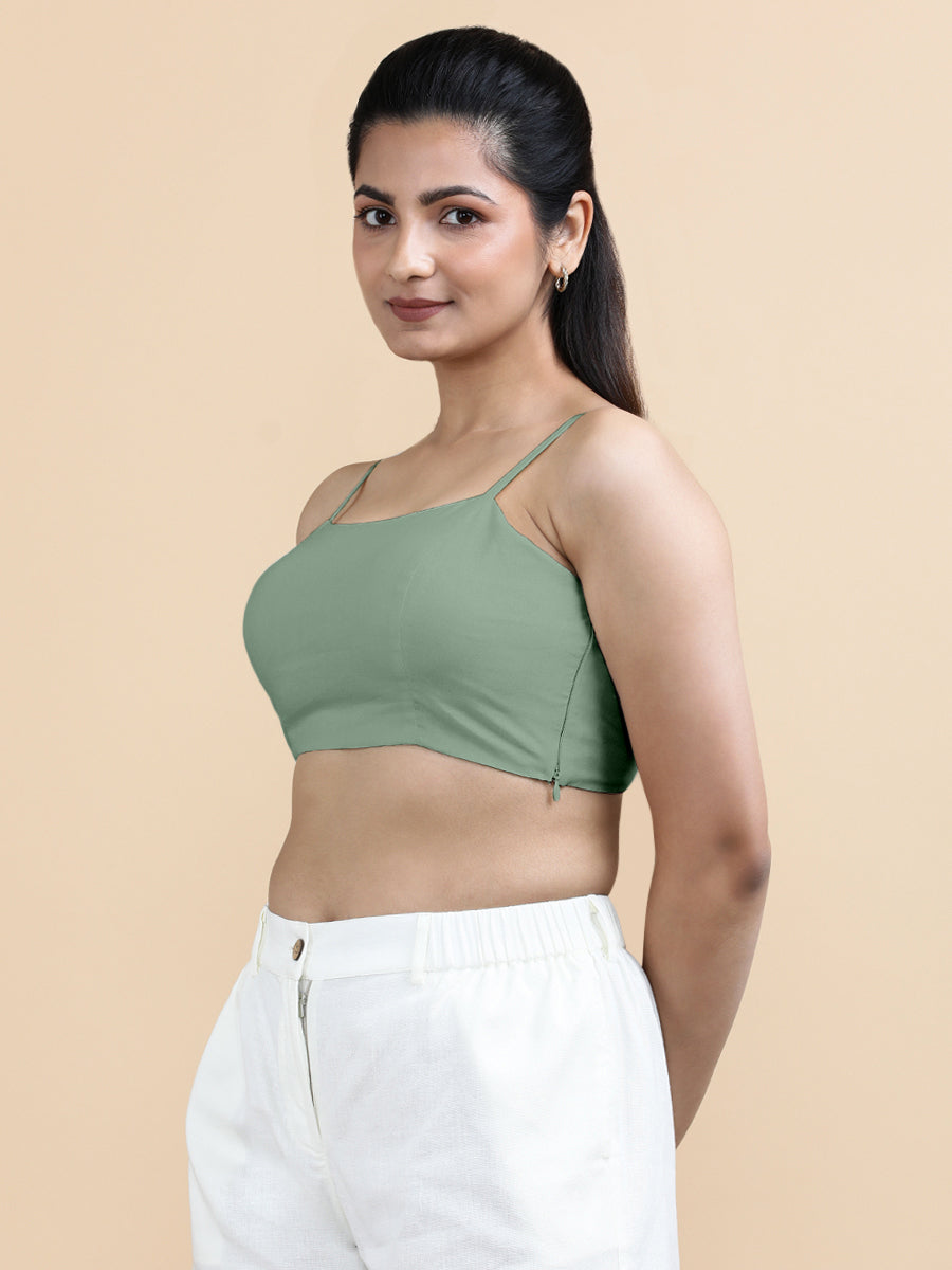 Gloria x Soma Top, in Green 70% Cotton 30% Linen, featuring sleeveless and shoulder straps neckline, made for daily & work.