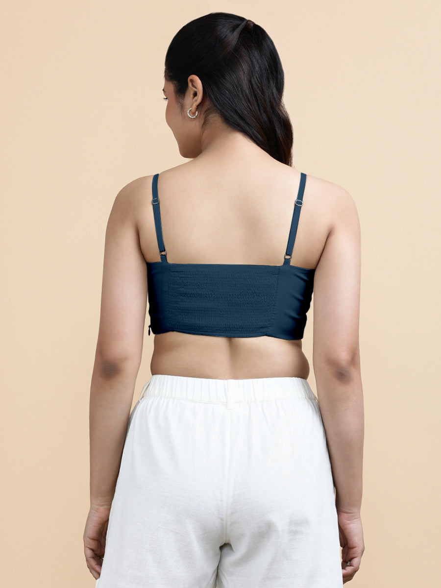 Gloria x Soma Top, in Blue 70% Cotton 30% Linen, featuring sleeveless and shoulder straps neckline, made for daily & work.