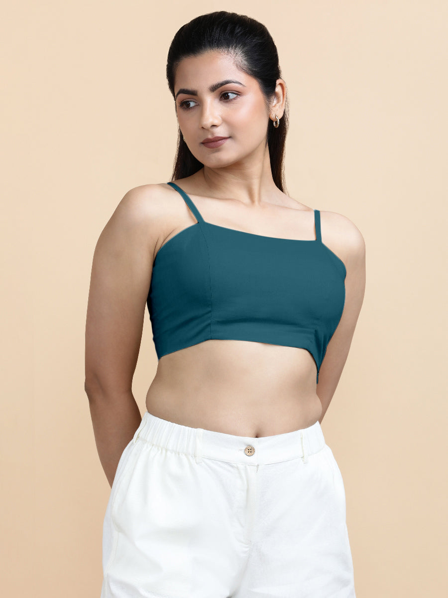 Gloria x Soma Top, in Blue 70% Cotton 30% Linen, featuring sleeveless and shoulder straps neckline, made for daily & work.