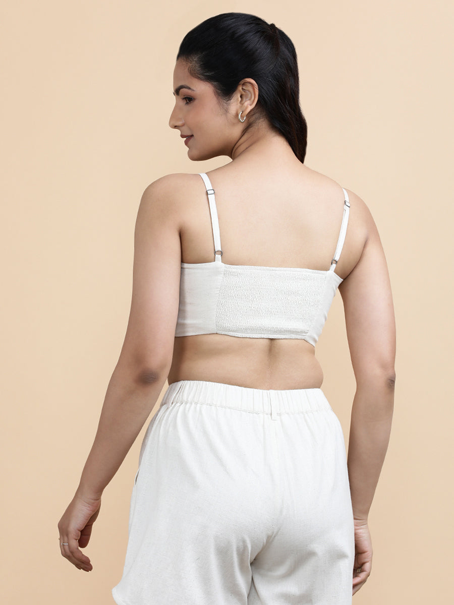 Jenny x Soma Top, in Cream 70% Cotton 30% Linen, featuring sleeveless and shoulder straps neckline, made for daily & work.