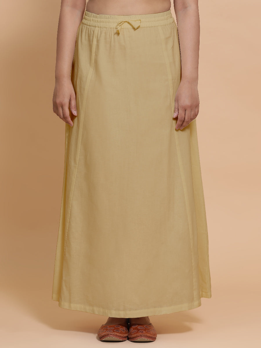 Petticoat/Underskirt for Sarees in Ecru Beige Linen, in Beige 70% Cotton 30% Linen, made for daily & work (view 4).
