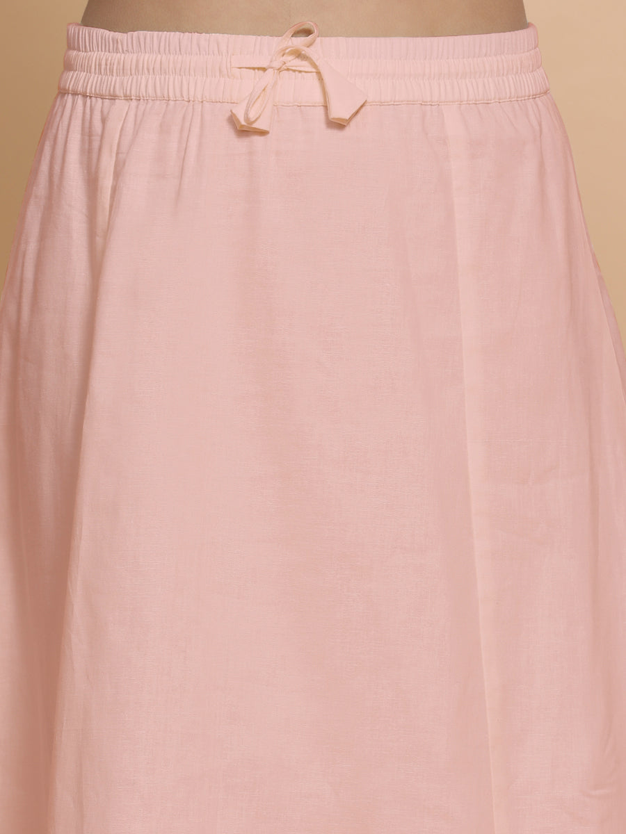 Petticoat/Underskirt for Sarees in Misty Pink Linen, in Pink 70% Cotton 30% Linen, made for daily & work (view 3).