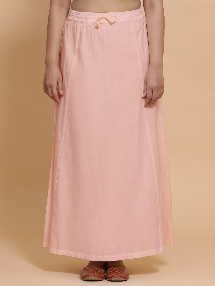 Petticoat/Underskirt for Sarees in Misty Pink Linen, in Pink 70% Cotton 30% Linen, made for daily & work (view 4).