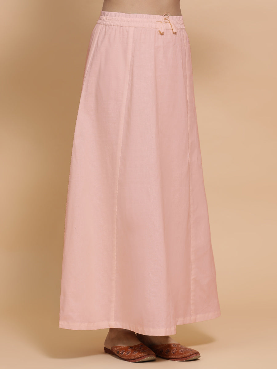 Petticoat/Underskirt for Sarees in Misty Pink Linen, in Pink 70% Cotton 30% Linen, made for daily & work (view 5).