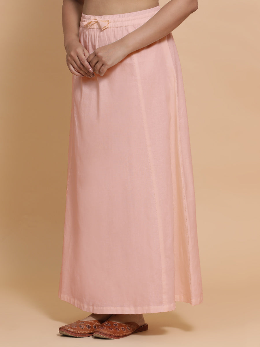 Petticoat/Underskirt for Sarees in Misty Pink Linen, in Pink 70% Cotton 30% Linen, made for daily & work (view 6).
