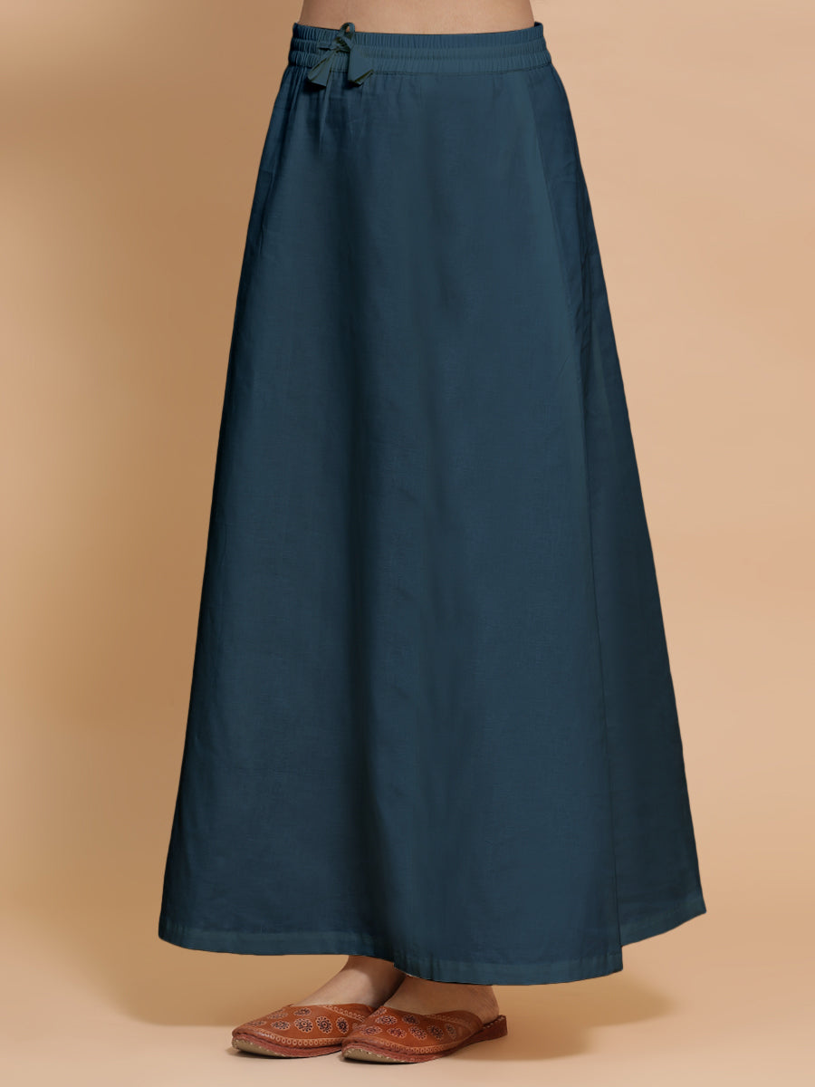 Petticoat/Underskirt for Sarees in Regal Blue Linen, in Blue 70% Cotton 30% Linen, made for daily & work (view 7).