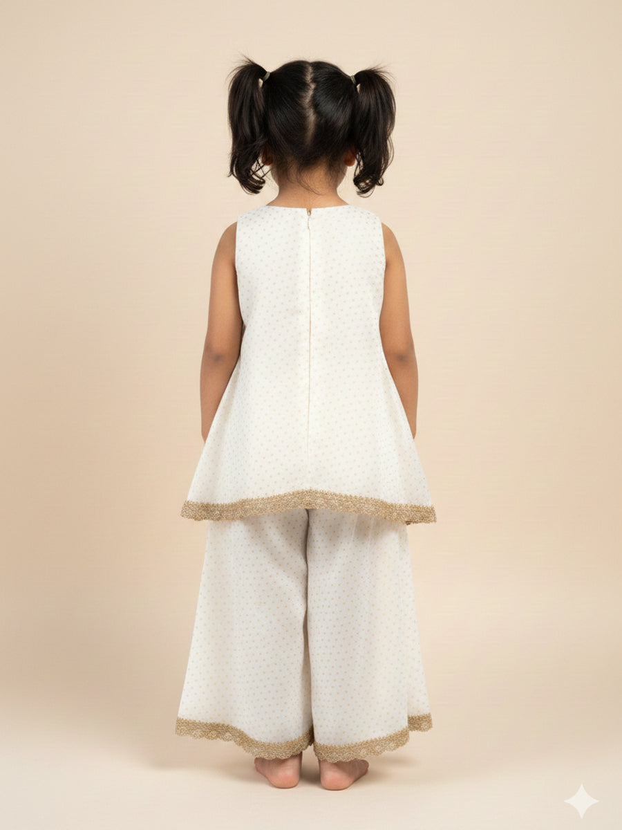 Kitty x Tyohaar Kidswear - Girls, in Chandheri, featuring sleeveless and jewel neckline, made for party & festive (view 2).