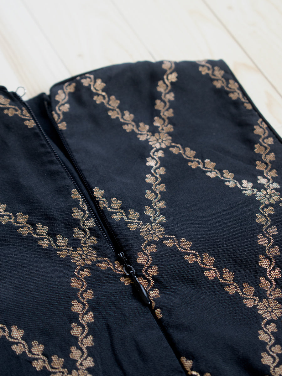 Poppy x Tyohaar Kidswear - Girls, in Black Viscose Silk Brocade, featuring sleeveless and jewel neckline (view 6).