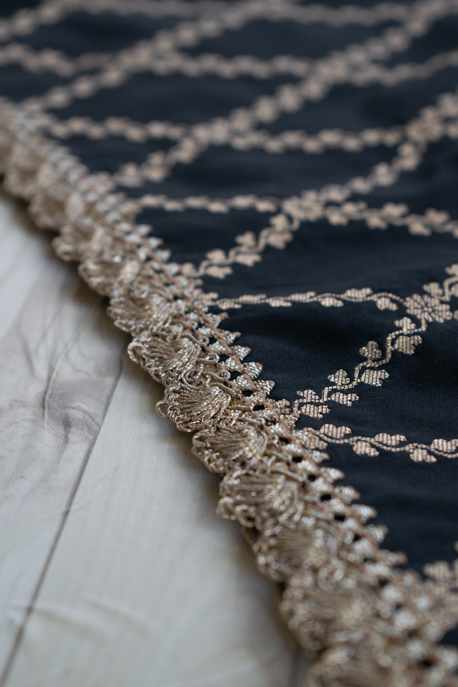 Poppy x Tyohaar Kidswear - Girls, in Black Viscose Silk Brocade, featuring sleeveless and jewel neckline (view 8).