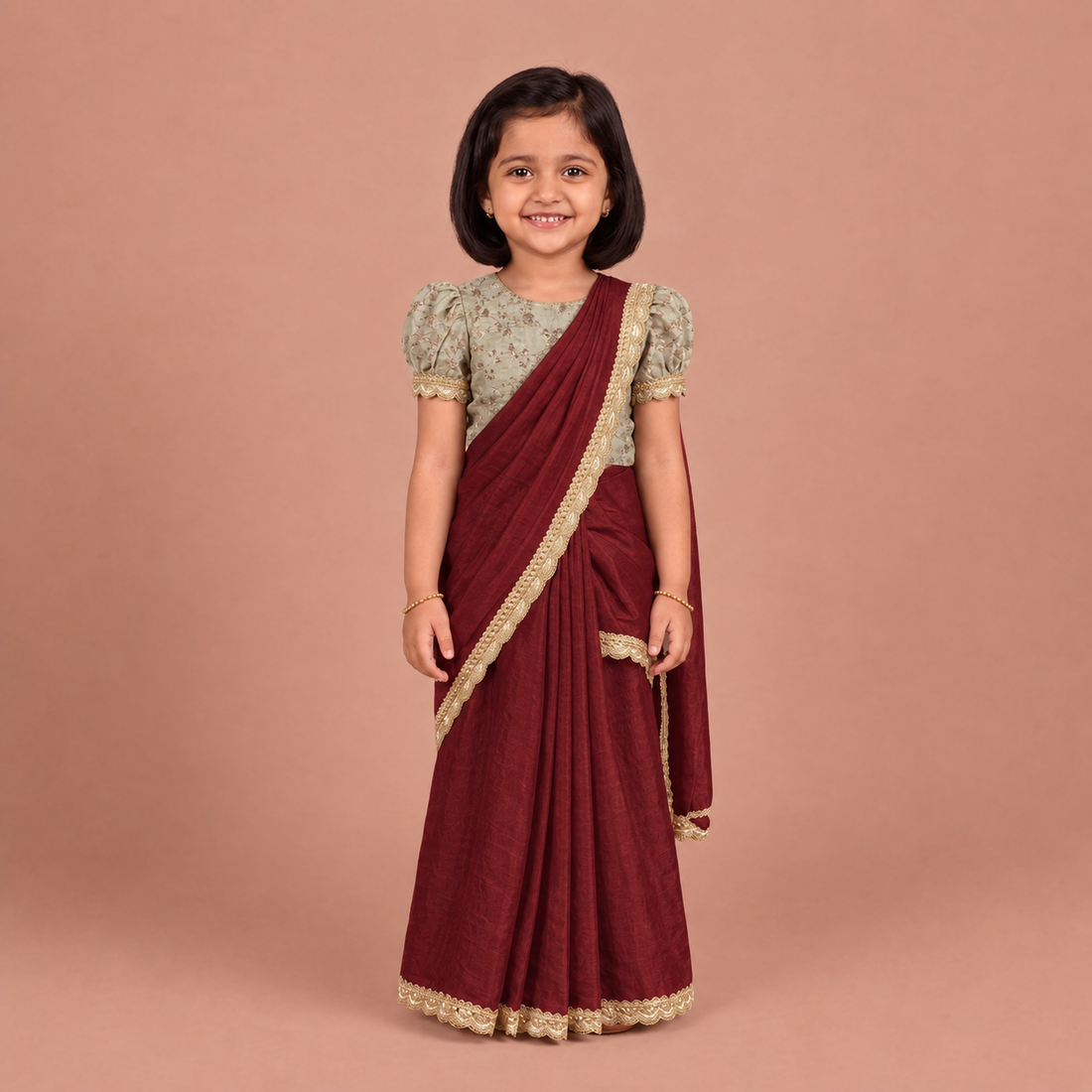 Nureh x Tyohaar | Velvety Red Shimmer Tissue Skirt Style Saree