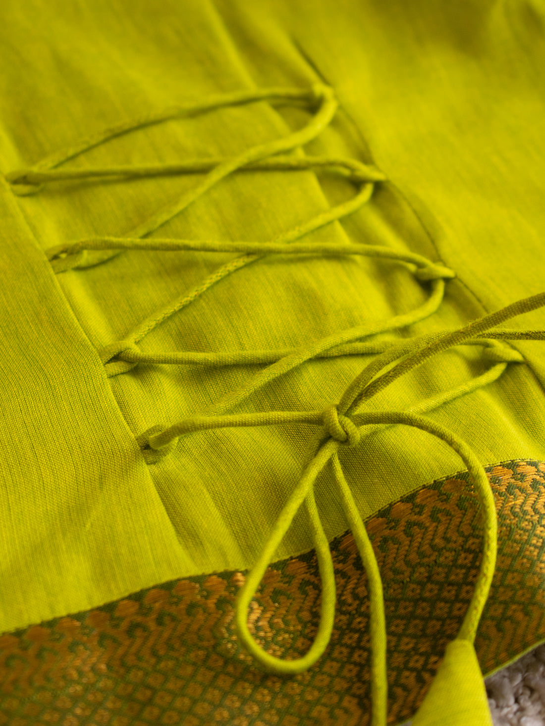 Gungun x Tyohaar | Radiant Citron Mangalgiri Cotton Ready-To-Wear Saree