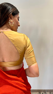 Aziza x Rozaana | Elbow Sleeves Saree Blouse in Gold