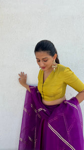 Begum x Rozaana | Elbow Sleeves Saree Blouse in Lemon Yellow