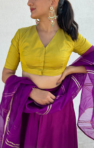  Begum x Rozaana | Elbow Sleeves Saree Blouse in Lemon Yellow_5