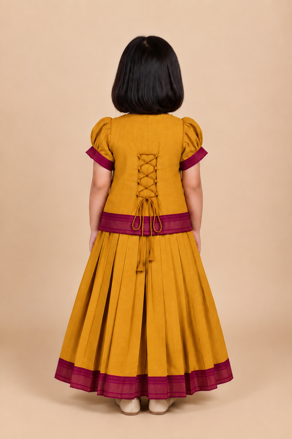 Kani x Tyohaar | Yellow Mangalgiri Cotton Pattu Pavadai