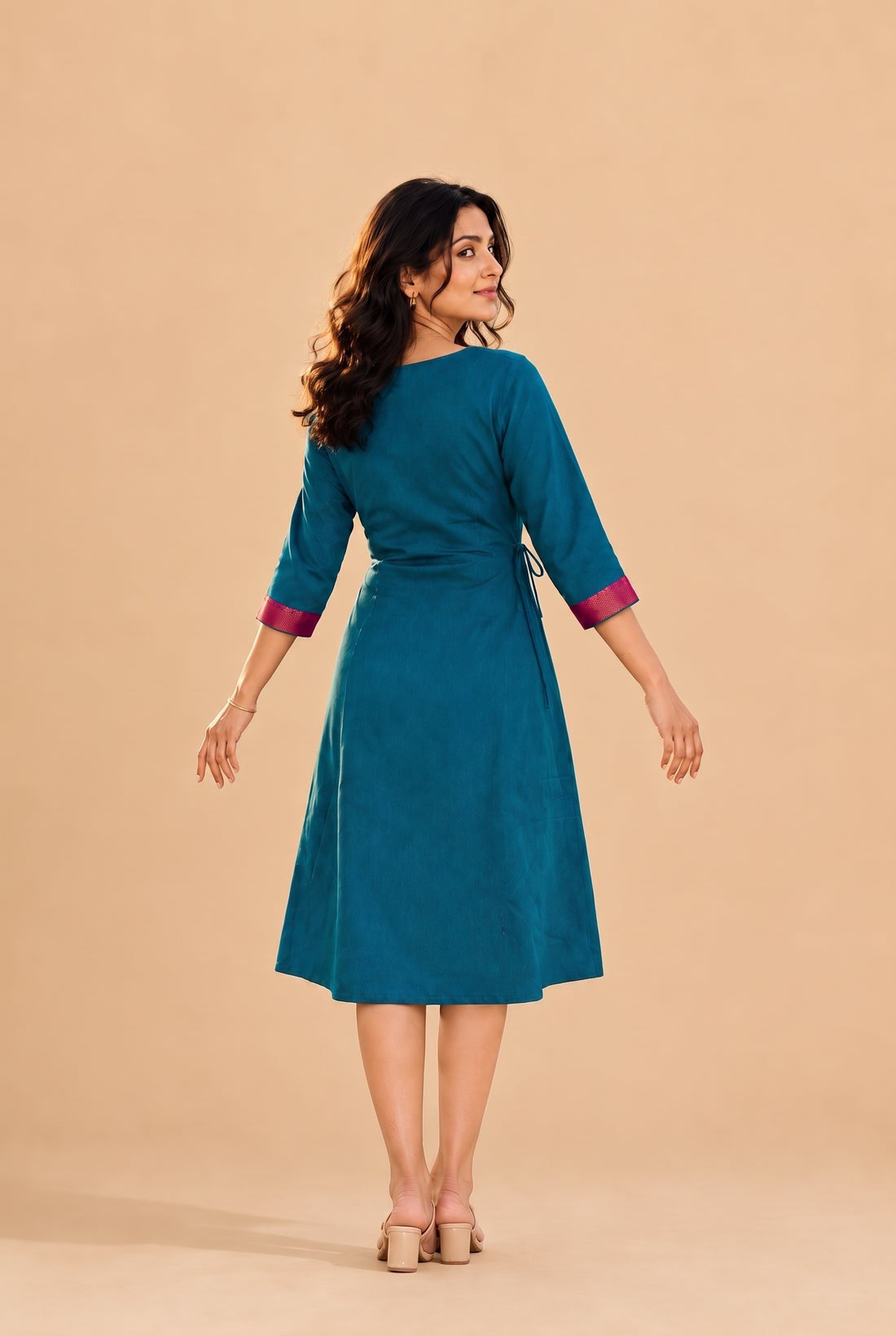 Mandira | Wrap Cerulean Blue Mangalgiri Cotton BreezeFit™ Dress