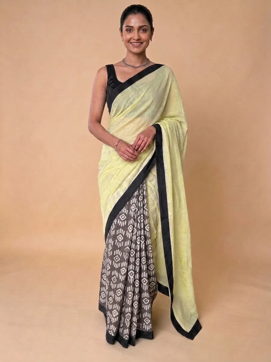 Mayuri | Patchwork Tribal Mul Cotton DrapeFit™ Saree