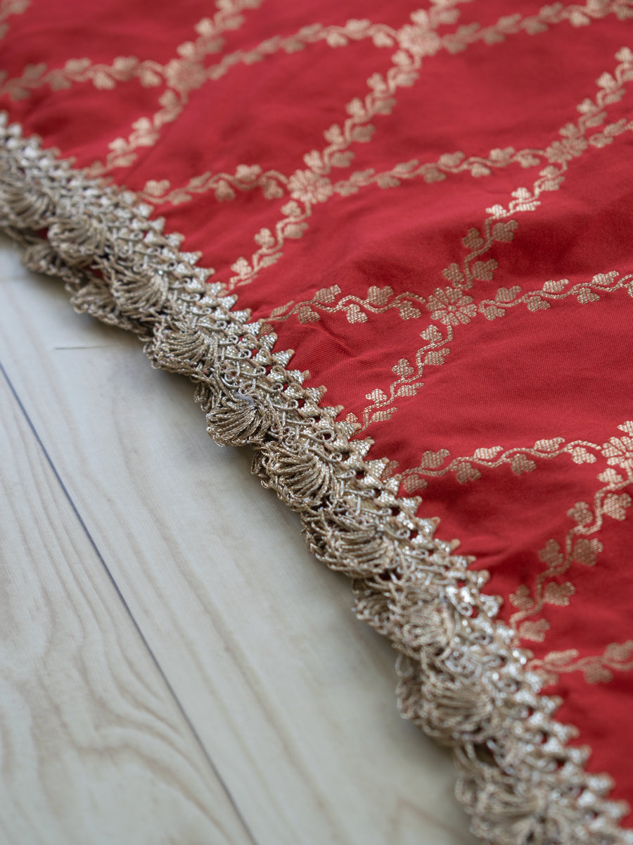 Poppy x Tyohaar | Berry Red Vine Mesh Brocade Tent Style Kurta & Flared Pant Set