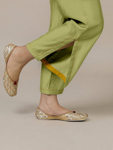 Saba x Rozaana | Pista Green Cotton Silk Pants