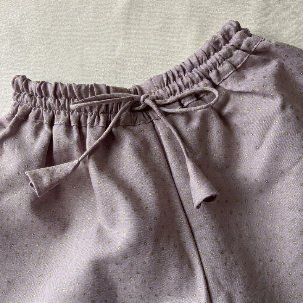 Kitty x Tyohaar | Lilac Foil Chandheri Tent Style Kurta & Flared Pant Set