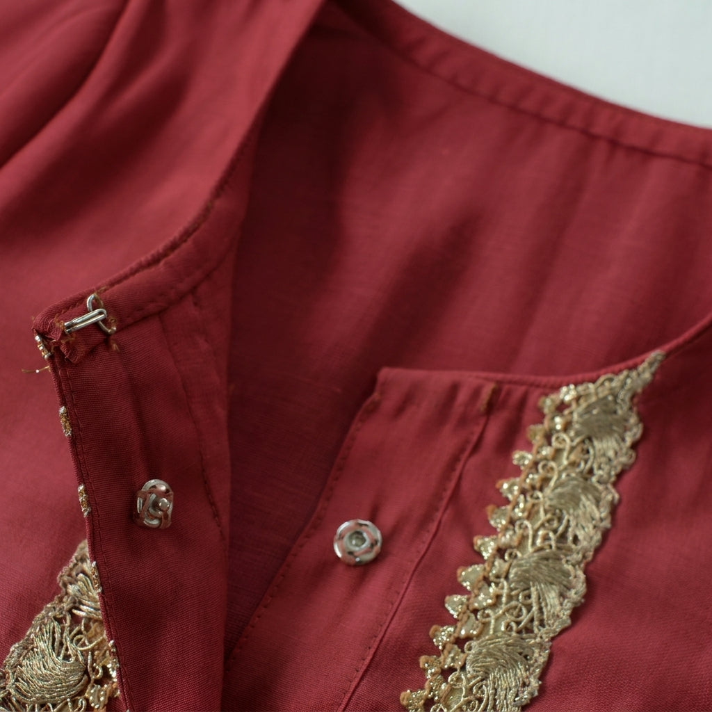 Afiya x Tyohaar | Scarlet Red Solid Viscose Straight Kurta & Pant Set