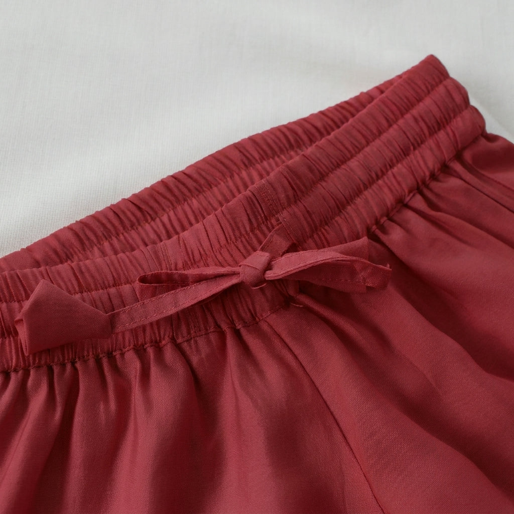 Afiya x Tyohaar | Scarlet Red Solid Viscose Straight Kurta & Pant Set