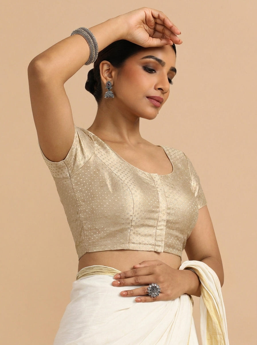 Krusha Reversible Duet | Oyster Grey × Peppermint Green Chandheri-Linen Saree Blouse