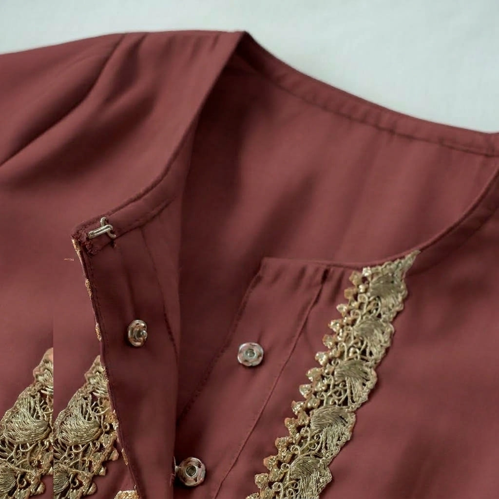 Afiya x Tyohaar | Deep Maroon Solid Viscose Straight Kurta & Pant Set