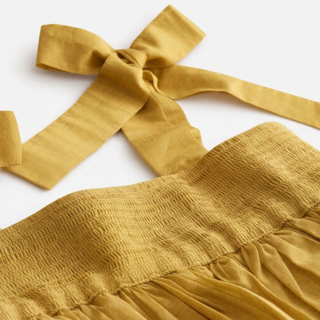 Evie x Tyohaar | Tiered Skirt & Top Set in Sunny Yellow Chanderi
