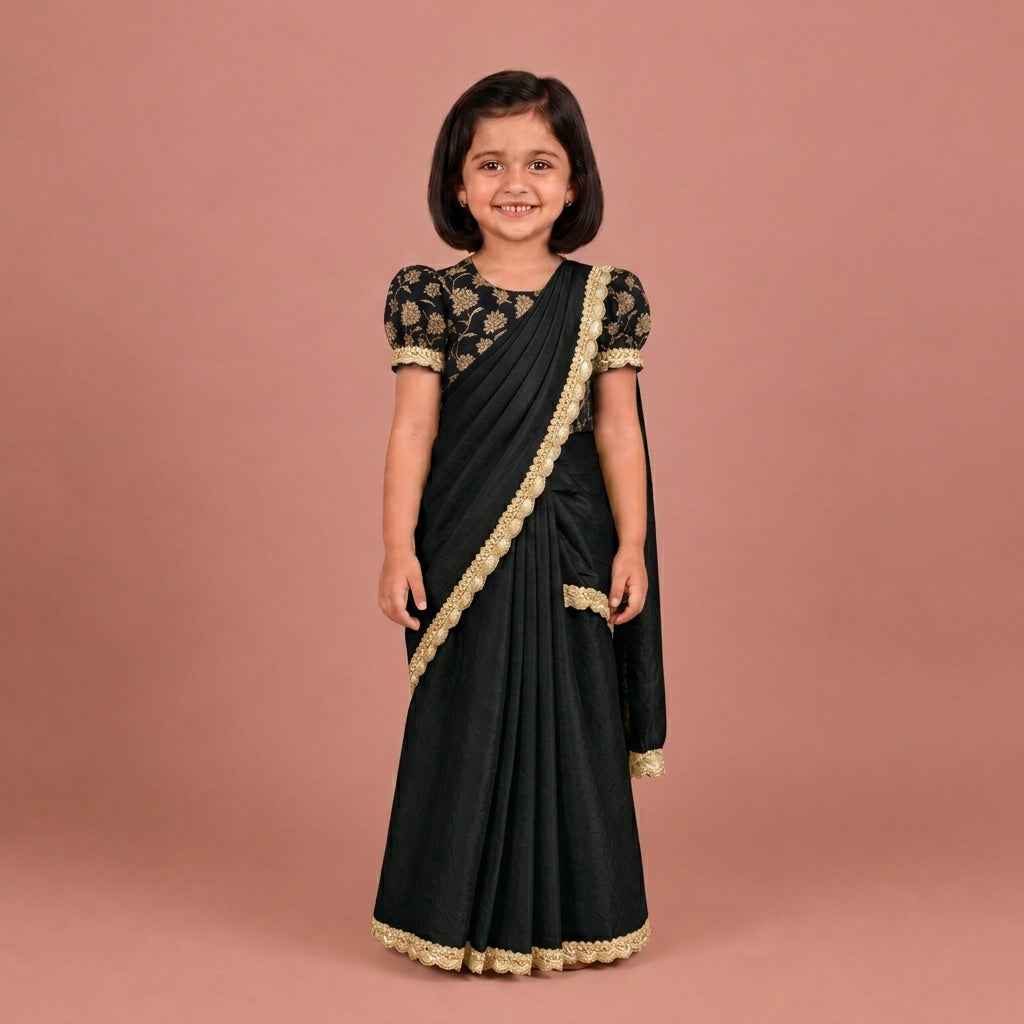 Chanchal x Tyohaar | Mystic Black Viscose Organza Skirt Style Saree