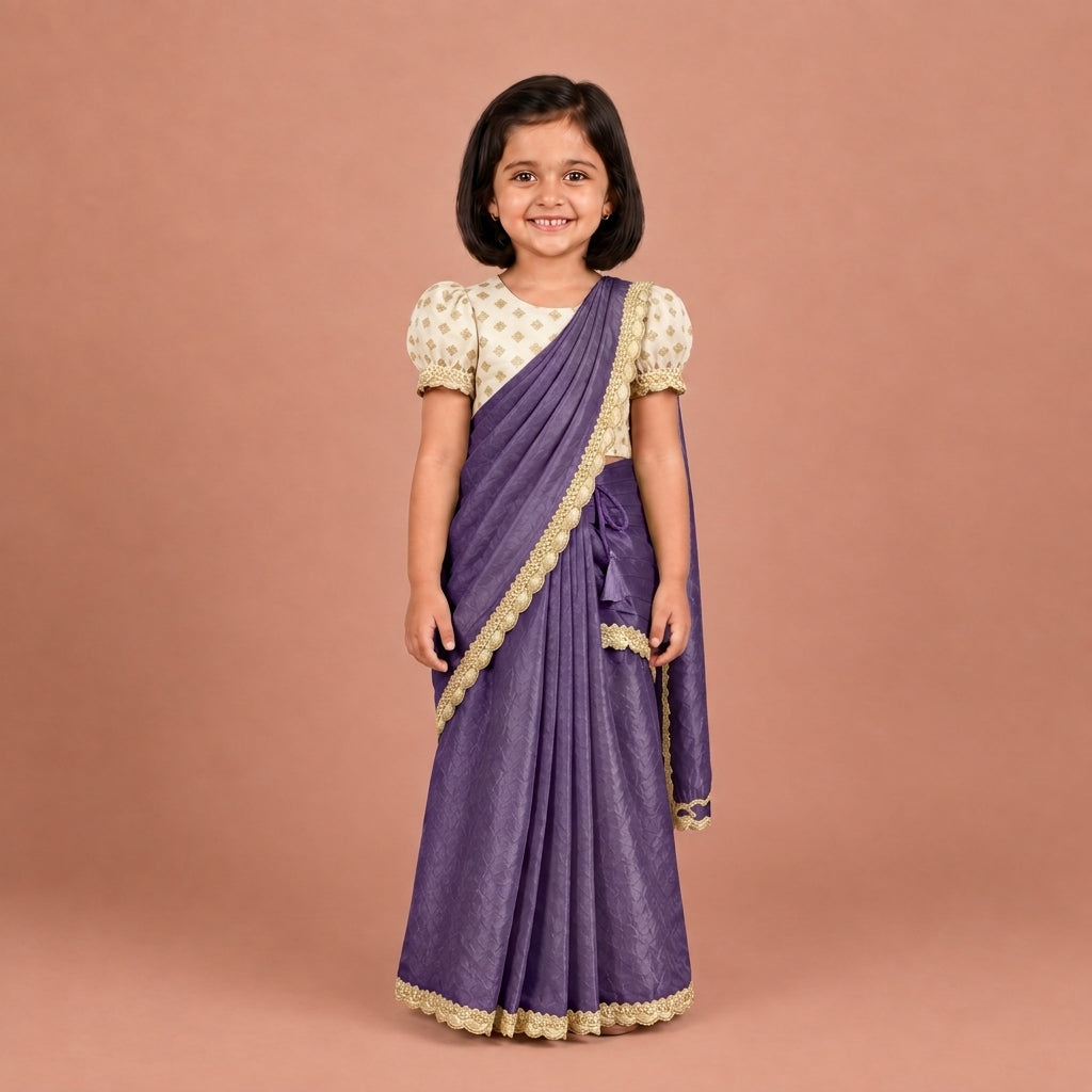 Nureh x Tyohaar | Blush Orchid Shimmer Tissue Skirt Style Saree