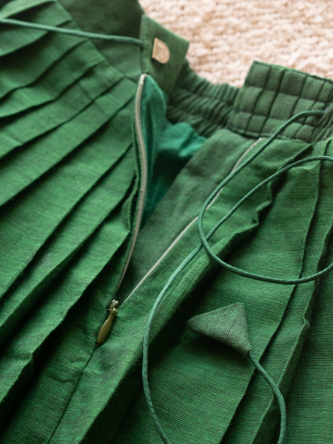 Kani x Tyohaar | Green Mangalgiri Cotton Pattu Pavadai